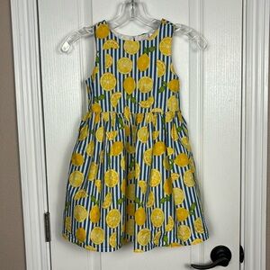 Tommy Bahama Girls Blue White Striped Lemon Print Bow Back‎ Dress Size 7